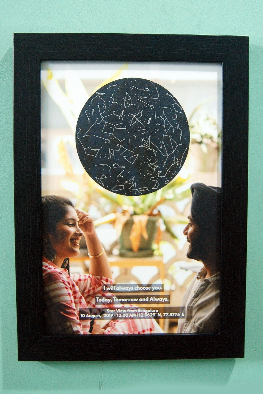 Personalised Star Map – Your Photo & The Stars – Photo Frame