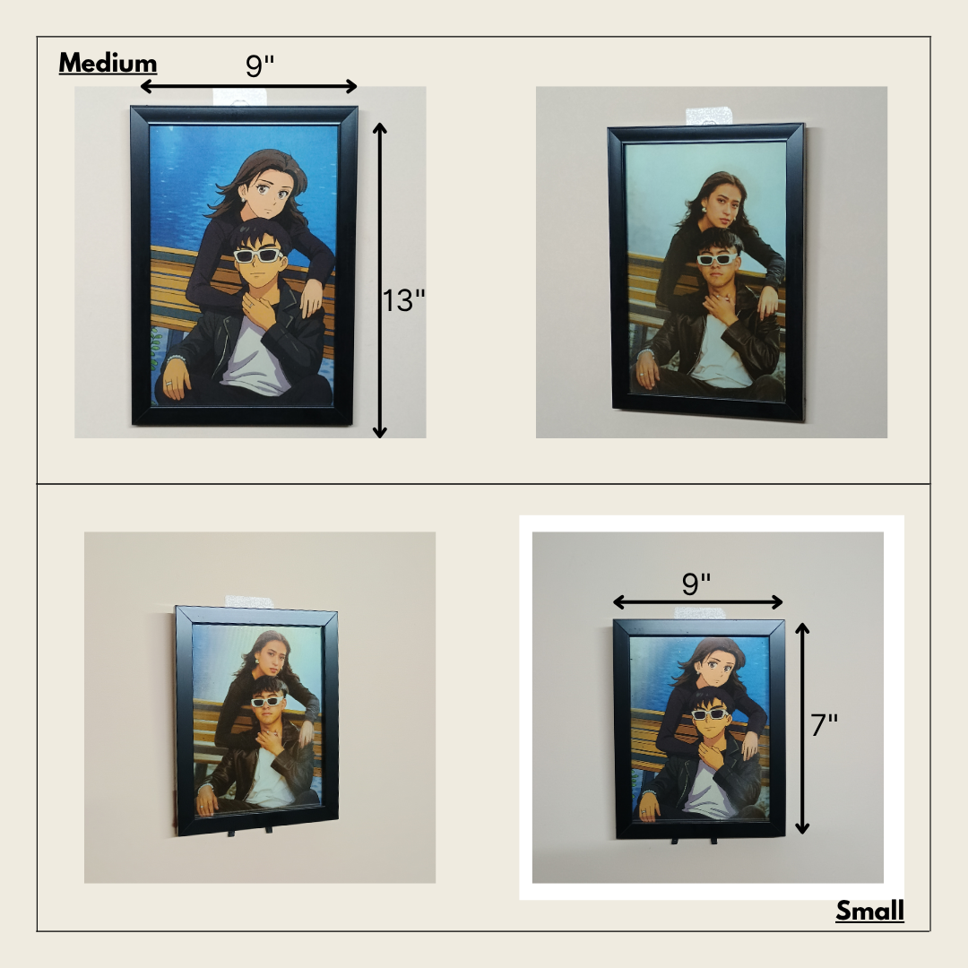Personalised Two flip photo frame - Your Photo - Anime Artwork