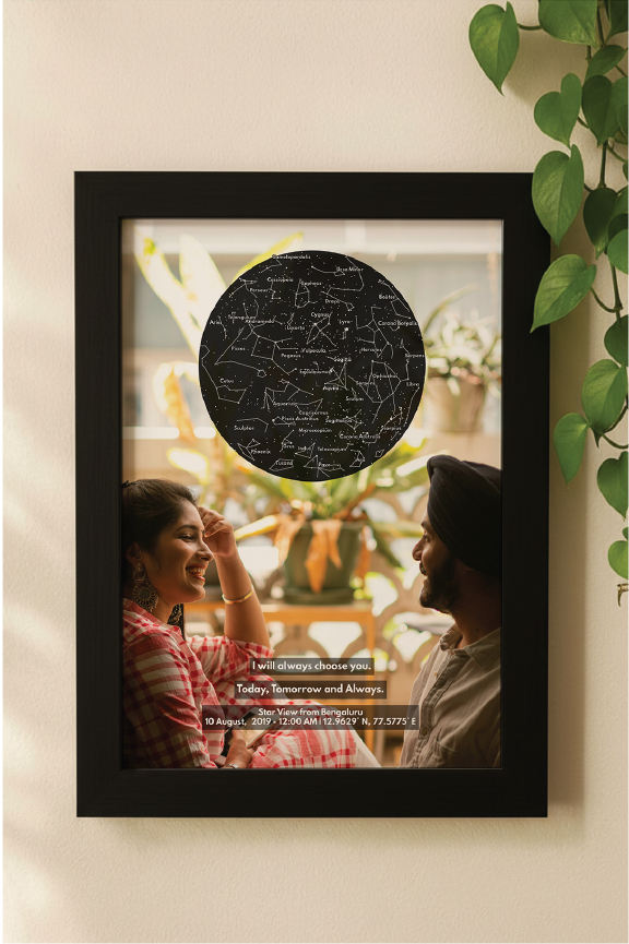 Personalised Star Map – Your Photo & The Stars – Photo Frame