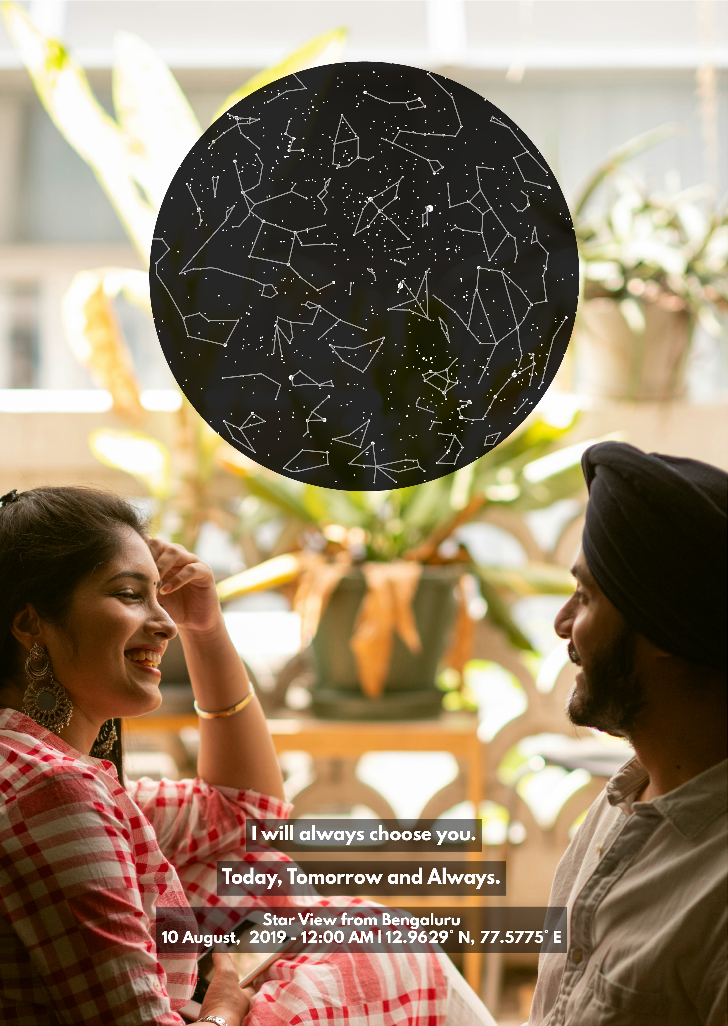 Personalised Star Map – Your Photo & The Stars – Photo Frame