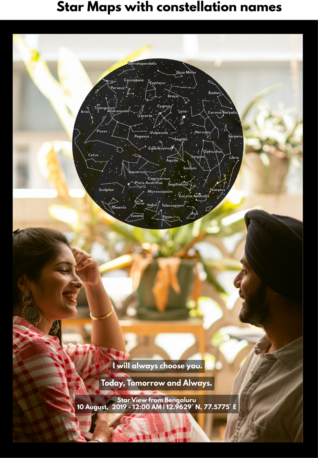 Personalised Star Map – Your Photo & The Stars – Photo Frame