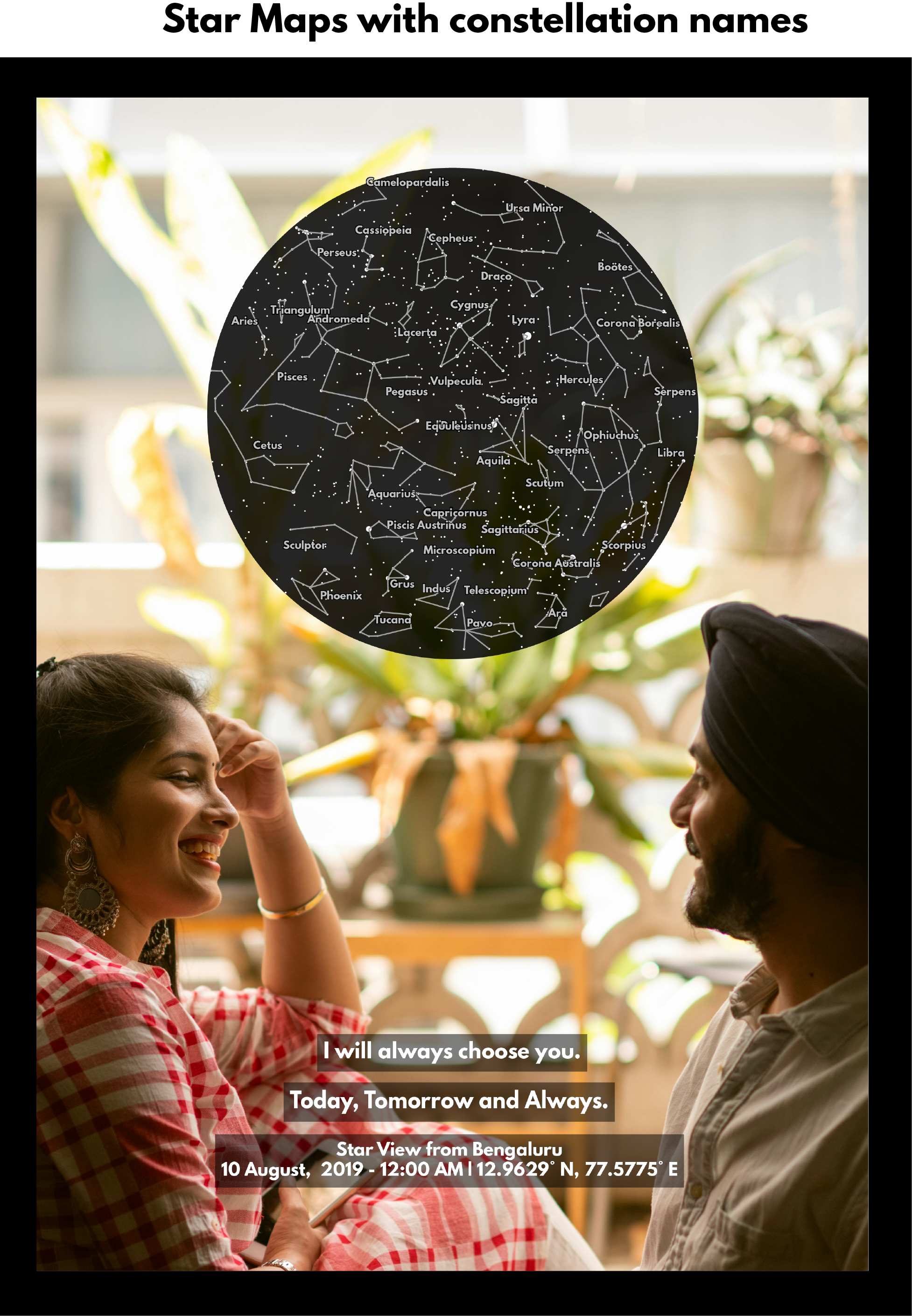 Personalised Star Map – Your Photo & The Stars – Photo Frame